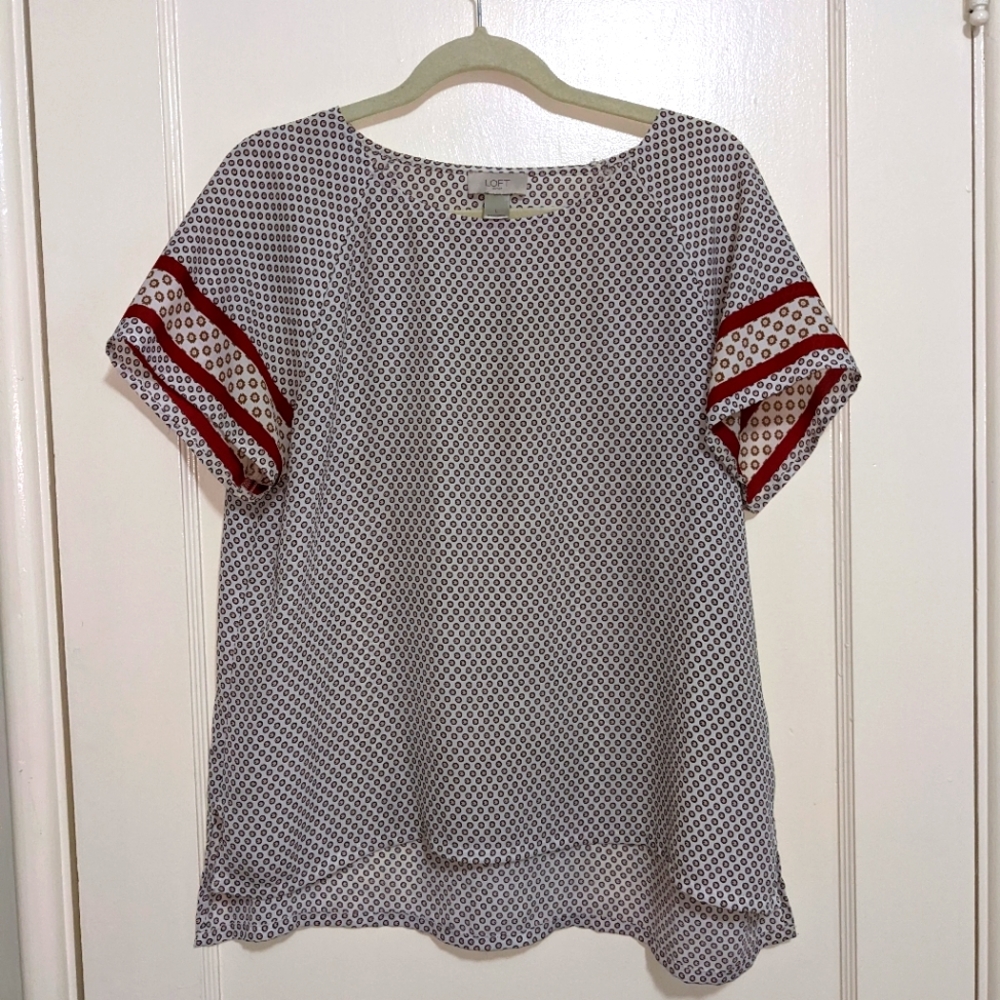 Loft Women's Flowy Polka Dot Shirt Size Large